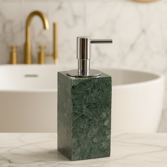 Luxury Marble Lotion Bottle – Solid Stone with Metal Pump