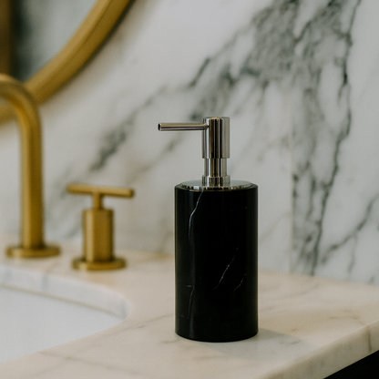 Luxury Marble Lotion Bottle – Solid Stone with Metal Pump
