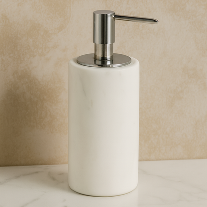 Luxury Marble Lotion Bottle – Solid Stone with Metal Pump