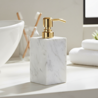Aurora Marble Soap Dispenser – Solid Stone with Metal Pump