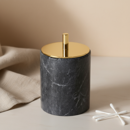 Luxury Solid Stone Marble Cotton Swab Canister