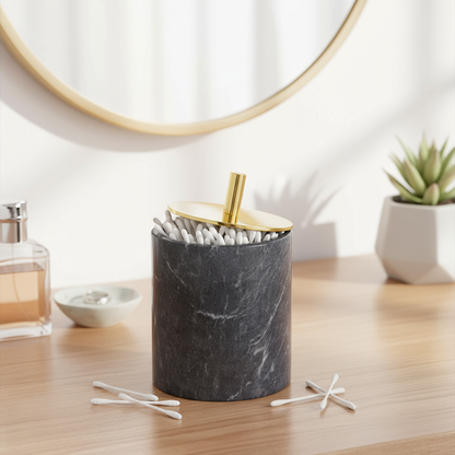 Luxury Solid Stone Marble Cotton Swab Canister