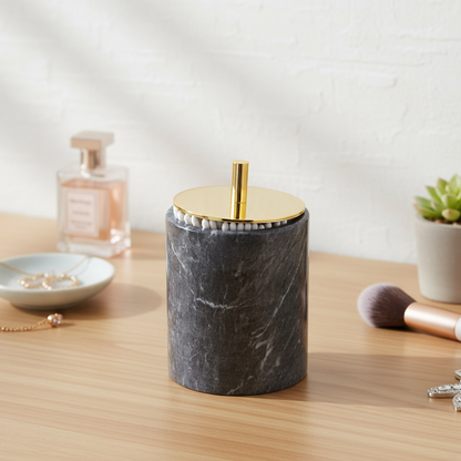 Luxury Solid Stone Marble Cotton Swab Canister