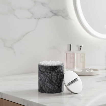 Luxury Solid Stone Marble Cotton Swab Canister