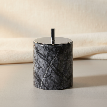 Luxury Solid Stone Marble Cotton Swab Canister