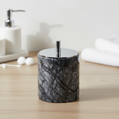 Luxury Solid Stone Marble Cotton Swab Canister